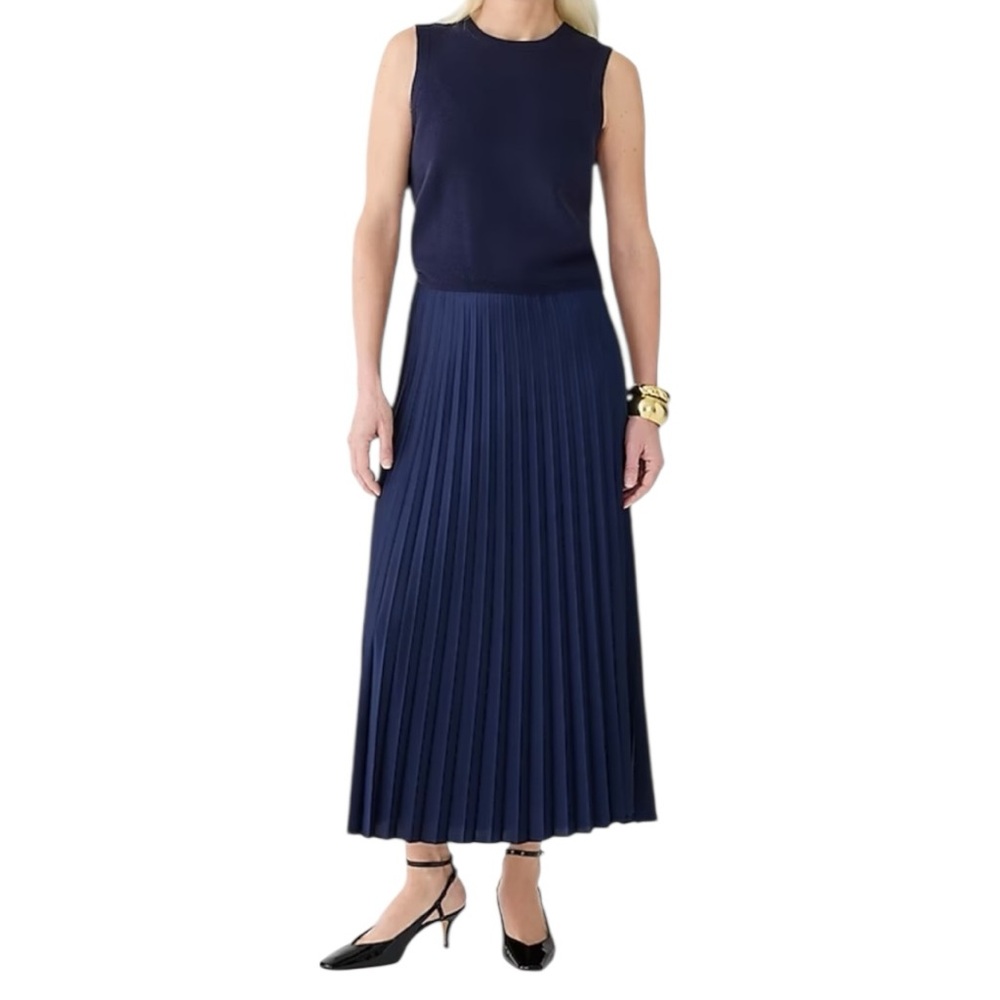 J. Crew Navy Pleated Maxi Skirt